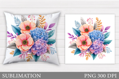 Flowers Pillow Design. Floral Pillow Sublimation Product Image 1