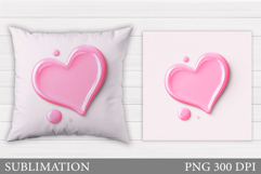 Heart Pillow Design. Valentines Sublimation Product Image 1