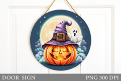 Halloween Pumpkin Door Sign. Halloween Door Sign Design Product Image 1