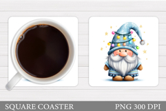 Christmas Gnome Coaster. Christmas Coaster Sublimation Product Image 1