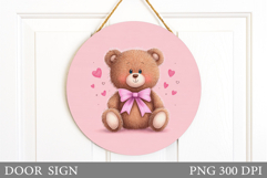 Cute Bear Door Sign Design. Valentines Door Sign Sublimation Product Image 1