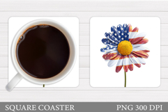 Patriotic Flowers Coaster. Patriotic Coaster Sublimation Product Image 1