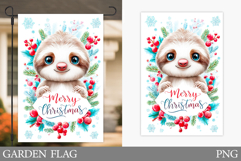 Christmas Sloth Garden Flag. Christmas Garden Flag Design Product Image 1