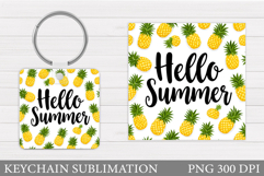 Hello Summer Keychain Sublimation. Summer Keychain Design Product Image 1