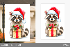 Christmas Raccoon Garden Flag. Christmas Garden Flag Design Product Image 1