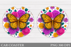 Butterfly Car Coaster Design. Butterfly Sublimation Product Image 1