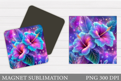 Tropical Flowers Magnet. Flowers Magnet Sublimation Product Image 1