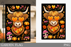 Fall Cow Garden Flag Design. Fall Garden Flag Sublimation Product Image 1