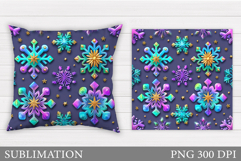 Snowflakes Pillow Design. Winter Pillow Sublimation Product Image 1