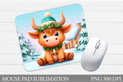 Christmas Cow Mouse Pad. Christmas Mouse Pad Sublimation Product Image 1