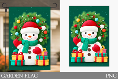 Snowman Garden Flag. Christmas Garden Flag Sublimation Product Image 1