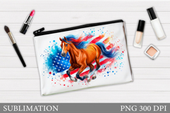 Patriotic Horse Makeup Bag. Patriotic Cosmetics Bag Design Product Image 1