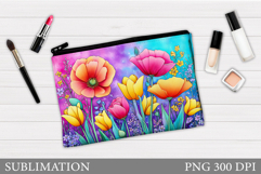 Floral Makeup Bag. Flowers Makeup Pouch Sublimation Product Image 1