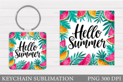 Hello Summer Keychain Sublimation. Summer Keychain Design Product Image 1