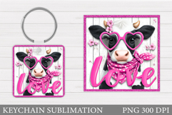 Valentines Cow Keychain. Valentine Keychain Design Product Image 1