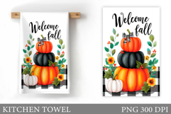 Pumpkin Kitchen Towel. Fall Kitchen Towel Sublimation Product Image 1