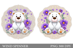Cute Bear Wind Spinner. Bear Flowers Wind Spinner Design Product Image 1