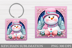 Cute Snowman Keychain Sublimation. Christmas Keychain Design Product Image 1