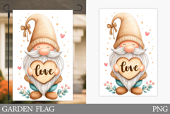 Valentines Gnome Garden Flag. Valentines Garden Flag Design Product Image 1