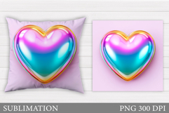 Heart Pillow Design. Valentines Pillow Sublimation Product Image 1