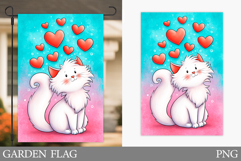 Valentines Cat Garden Flag. Valentines Garden Flag Design Product Image 1
