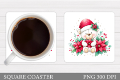 Christmas Bear Coaster Design. Christmas Coaster Sublimation Product Image 1