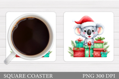 Christmas Koala Coaster. Christmas Coaster Sublimation Product Image 1