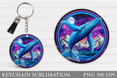 Whale Keychain Sublimation. Whale Sublimation Product Image 1