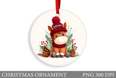 Cute Horse Christmas Ornament. Cute Horse Sublimation Product Image 1