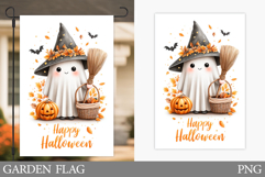 Cute Ghost Garden Flag. Cute Halloween Garden Flag Design Product Image 1