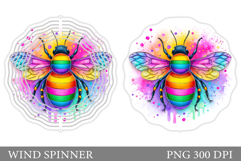 Bee Wind Spinner Sublimation. Flowers Wind Spinner Design Product Image 1