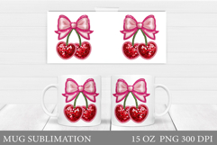 Cherry Mug Sublimation. Valentines Mug Wrap Design Product Image 1