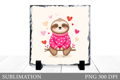 Valentines Sloth Sublimation. Valentines Sloth Slate Design Product Image 1