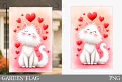 Valentines Cat Garden Flag. Valentines Garden Flag Design Product Image 1