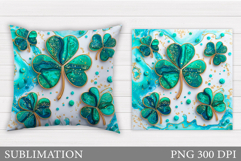 St Patrick Clover Pillow. St Patrick Pillow Sublimation Product Image 1