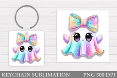 Halloween Keychain Sublimation. Ghost Keychain Design Product Image 1