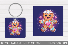 Cute Gingerbread Keychain. Christmas Keychain Sublimation Product Image 1