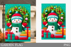 Cute Snowman Garden Flag. Christmas Garden Flag Design Product Image 1