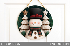 Christmas Snowman Door Sign. Christmas Door Sign Design Product Image 1