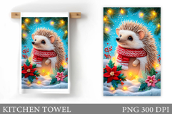 Christmas Hedgehog Kitchen Towel. Christmas Kitchen Towel Product Image 1