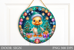 Christmas Duck Door Sign. Christmas Door Sign Sublimation Product Image 1