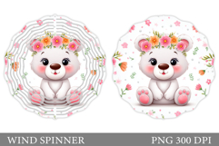 Cute Bear Wind Spinner. Bear Flowers Wind Spinner Design Product Image 1