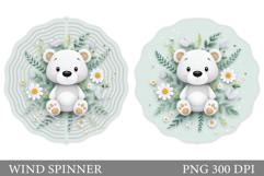 Cute Bear Wind Spinner. Bear Flowers Spinner Sublimation Product Image 1