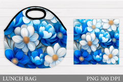 Floral Lunch Bag Sublimation. Flowers Lunch Bag Design Product Image 1