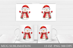 Cute Snowman Mug Design. Christmas Mug Sublimation Product Image 1