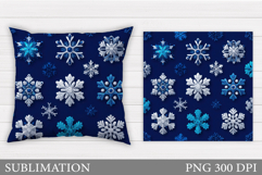 Snowflakes Pillow Design. Winter Pillow Sublimation Product Image 1
