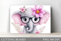 Cute Elephant Cutting Board. Elephant Flowers Cutting Board Product Image 1