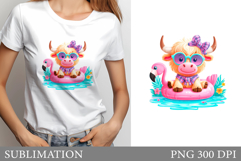 Summer Cow Sublimation. Summer Cow T-Shirt Design Product Image 1