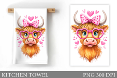 Valentines Cow Kitchen Towel. Valentine Kitchen Towel Design Product Image 1