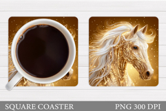 Horse Coaster Design. Horse Square Coaster Sublimation Product Image 1